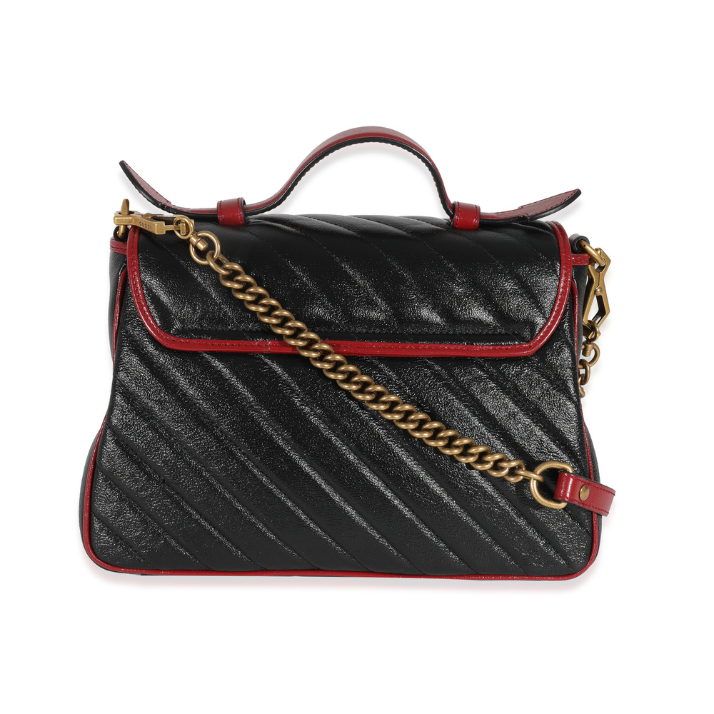 Gucci Black Quilted Leather GG Marmont Small Torchon Top Handle - Picture 3 of 7